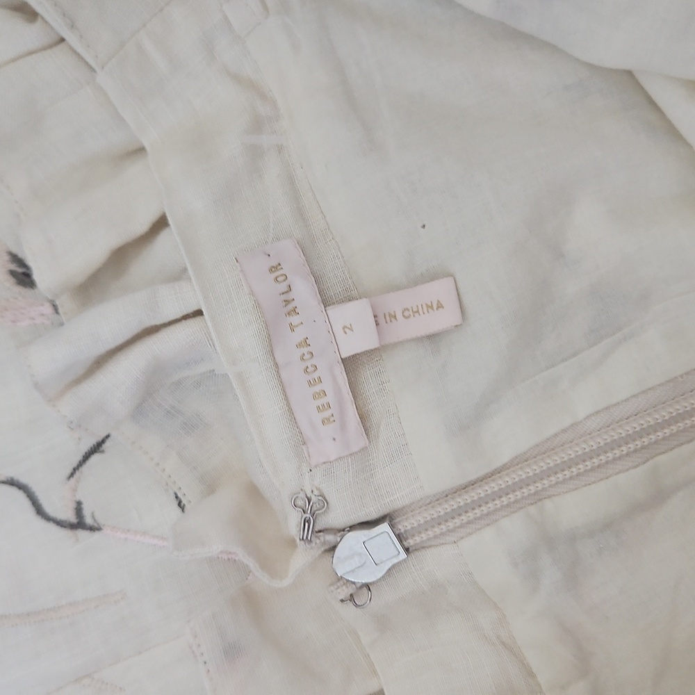 Rebecca Taylor Ivie Linen Off-Shoulder Embroidered Dress - Picture 5 of 5